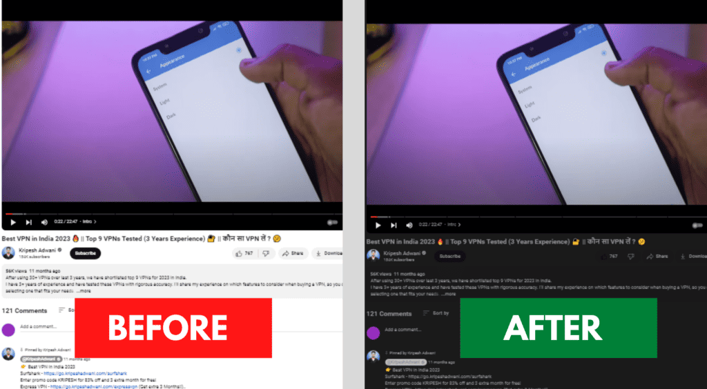 Super Dark Mode Before After