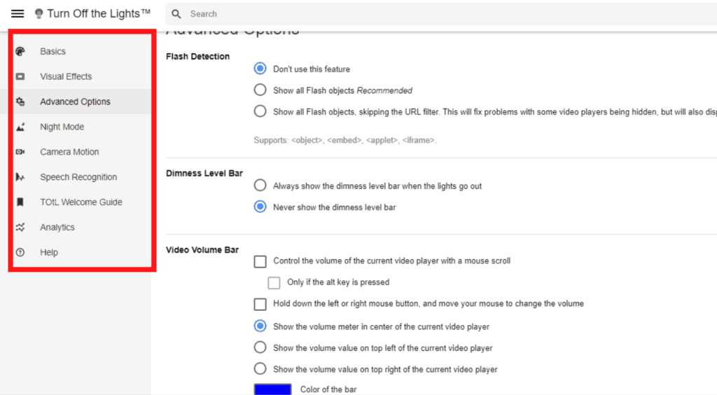 Turn off the Lights Features