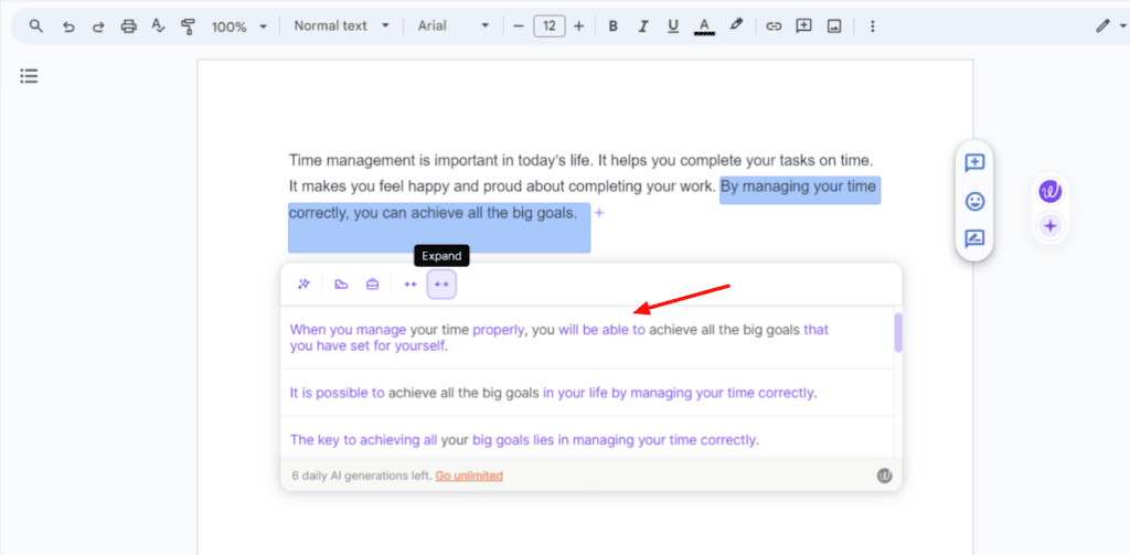 Wordtune - expand content
