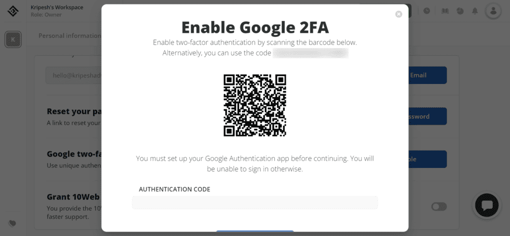 10Web security features