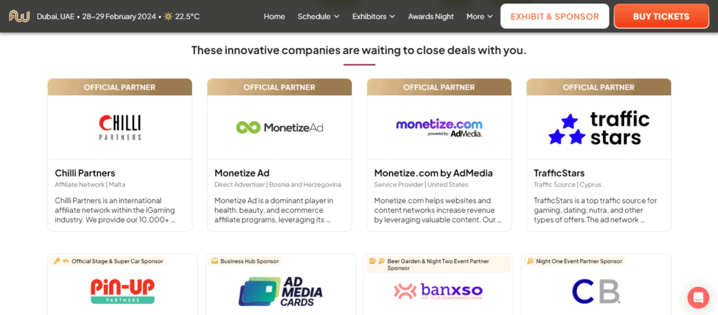 Affiliate World Dubai (2024) - From Burj Khalifa to Billion Dollar Clicks 2 AW Dubai - Exhibitors