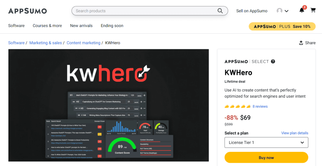 KWHero Review (2026) - Surfer SEO Killer? 3 KWHero AppSumo Deal