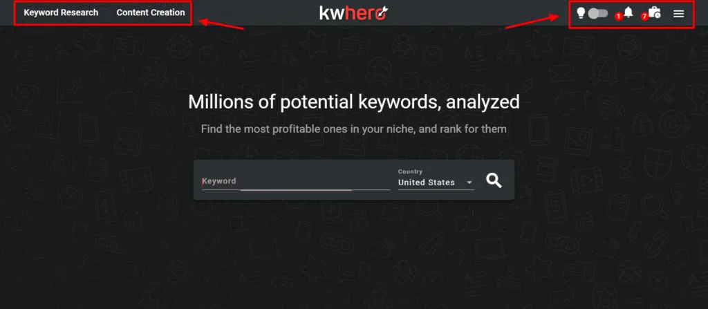 KWHero user interface