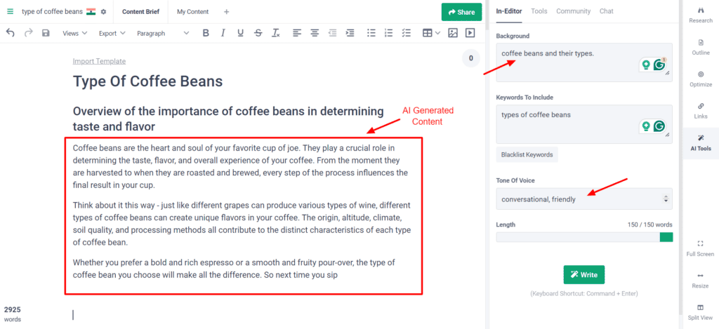 Frase - AI generated content