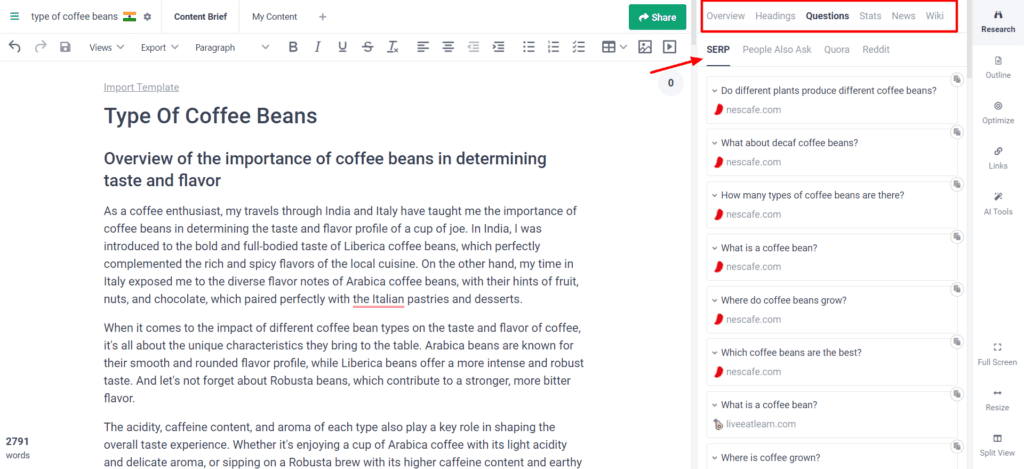 Frase - content research