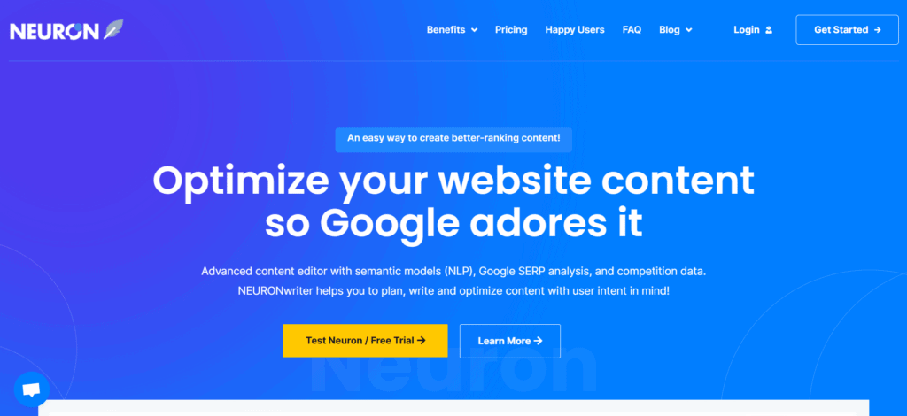 NeuronWriter home page