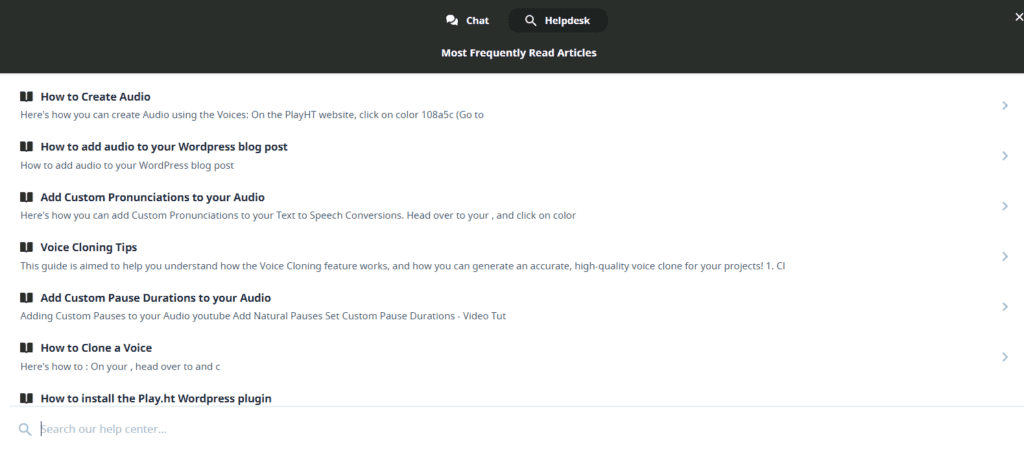 PlayHT knowledge base