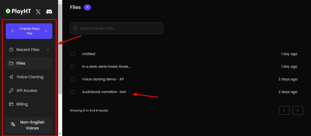 PlayHT user interface