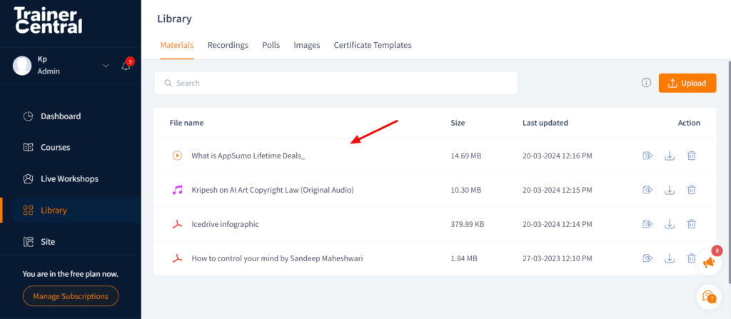 TrainerCentral Media Library