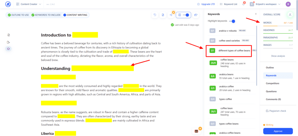 WriterZen content optimization