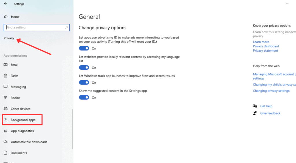 Background App Option
