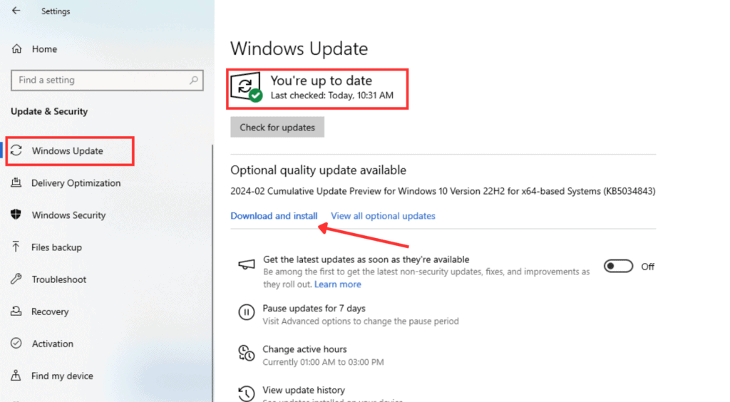 Check for Window Updates