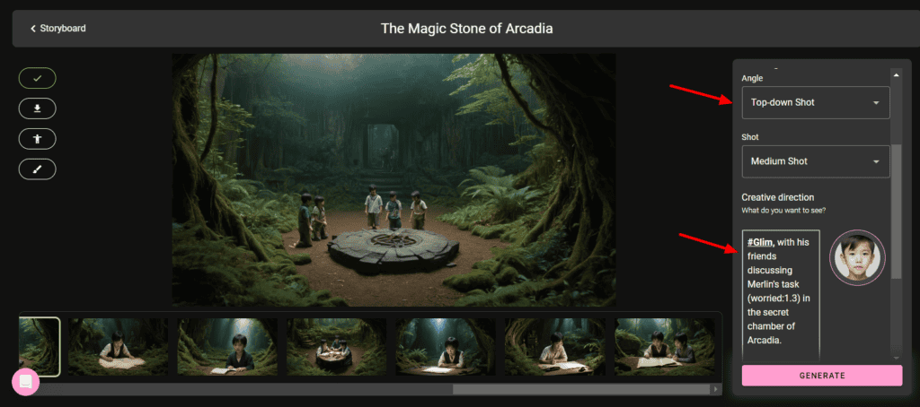 Katalist AI - camera angle and creative direction