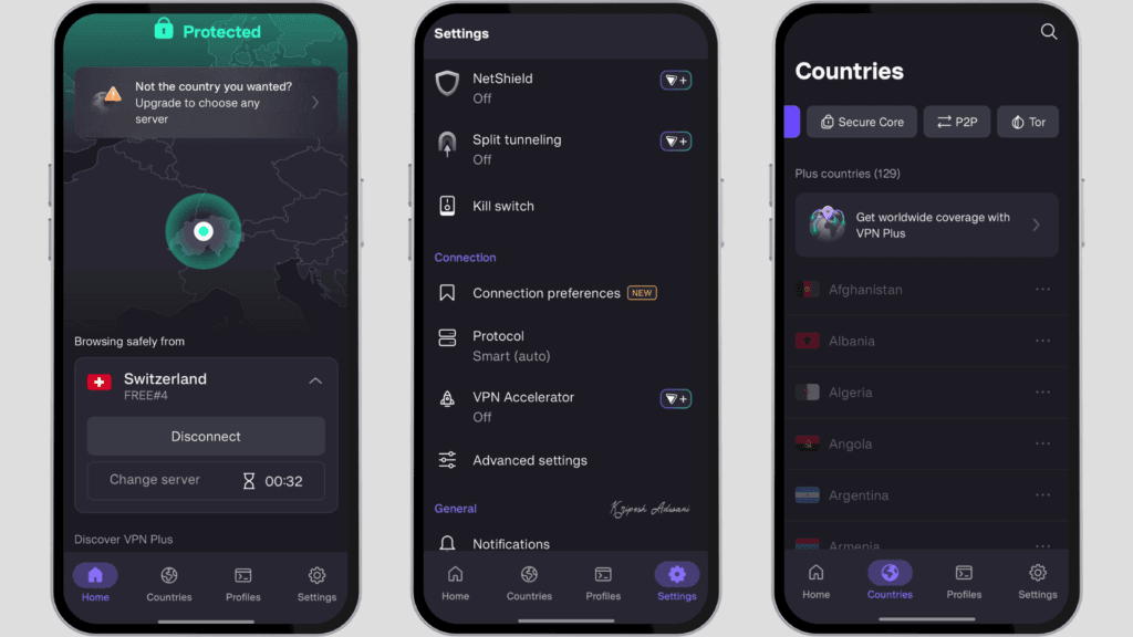 Proton VPN UI
