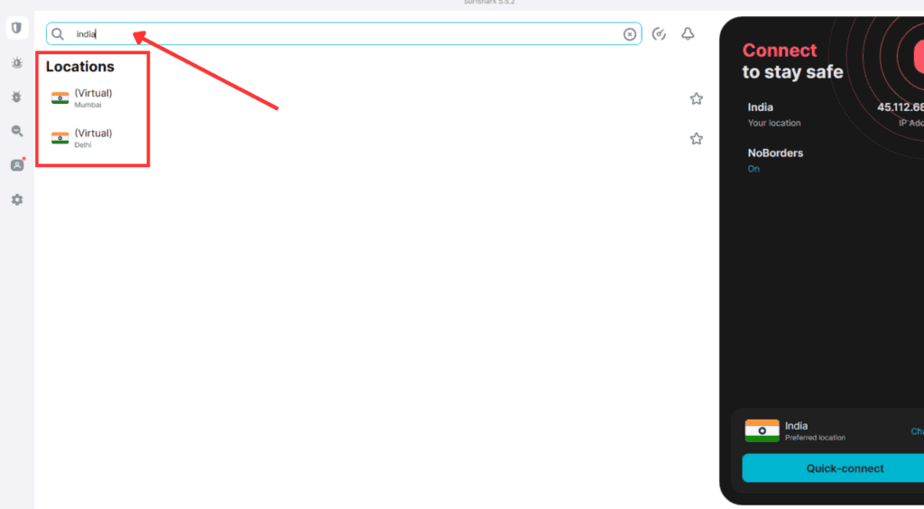 Select the Desired Location