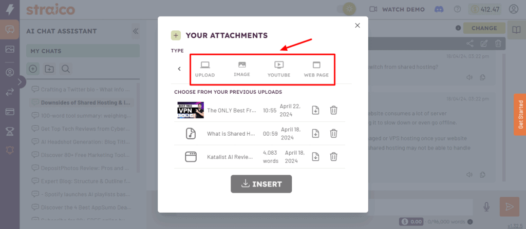 Straico input methods
