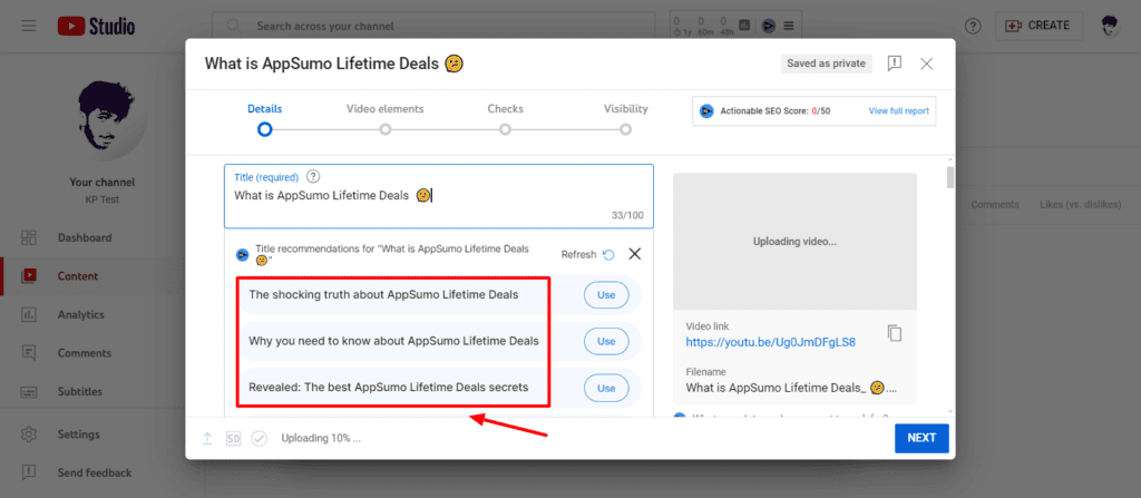 VidIQ Boost AI title recommendations