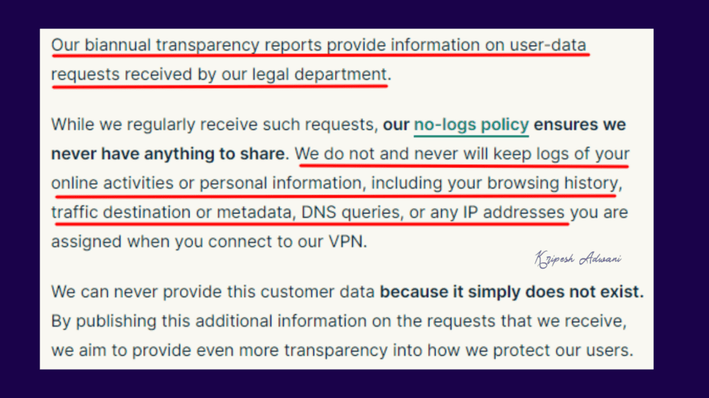ExpressVPN no-log policy