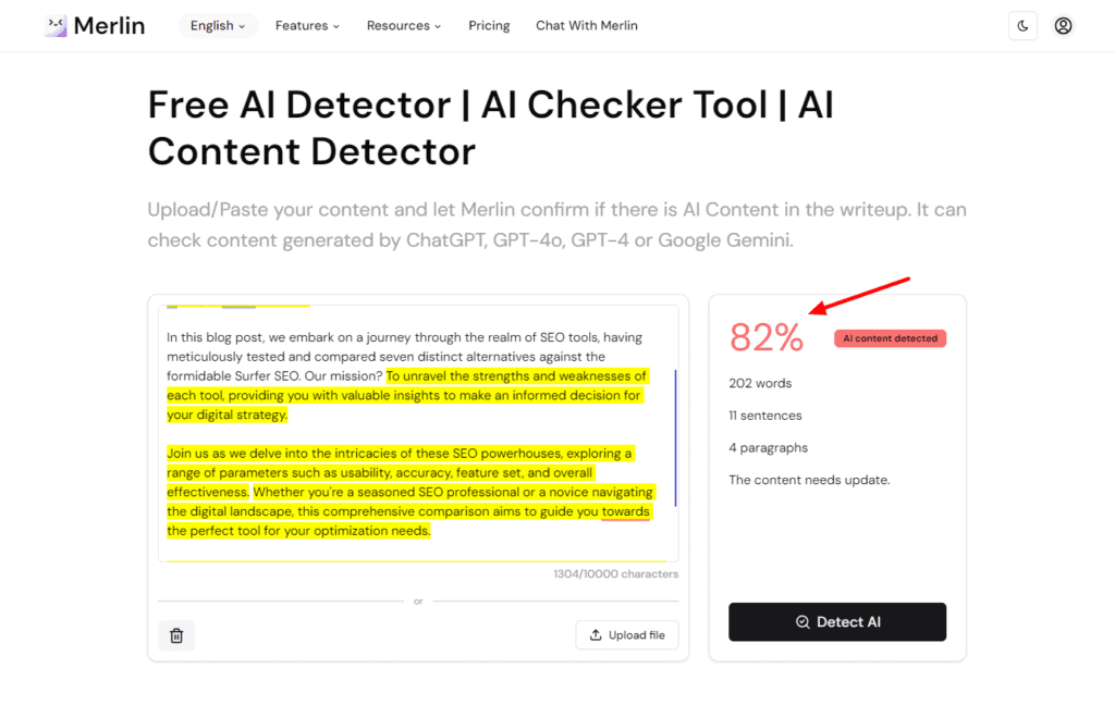 Merlin AI Review (2026): The Best AI Tool for Boosting Productivity? 28 Merlin AI Content Detection