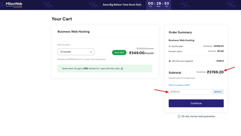 MilesWeb coupon code