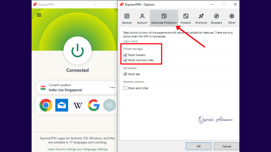 Threat manager settings