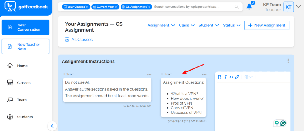 13 Best AI Tools for Teachers (2026) - Save Time & Make Learning Fun 8 gotFeedback assignment creation