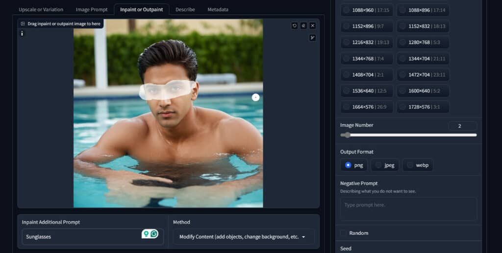 Adding sunglasses to AI influencer image