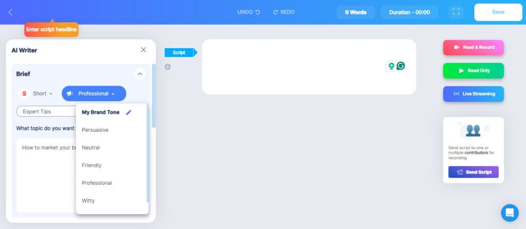 BigVu AI writer