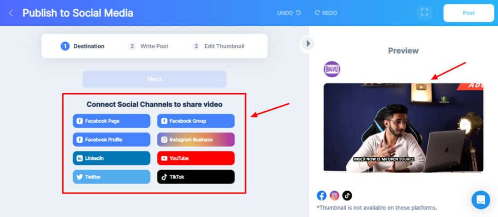 BigVu social media publishing