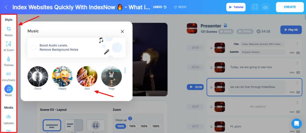 BigVu - video editing features