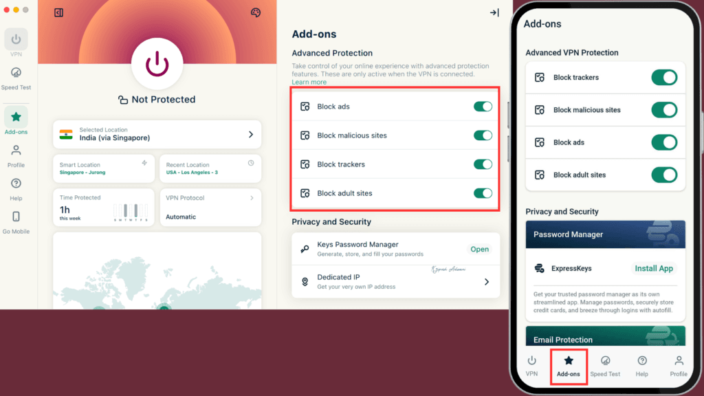 ExpressVPN Ad blocker settings
