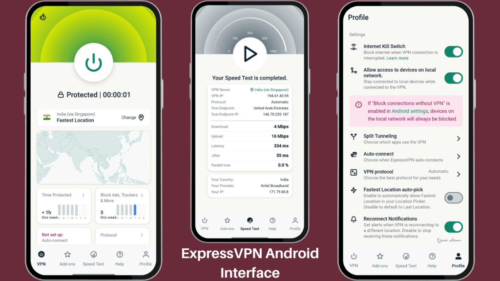 ExpressVPN Android Interface
