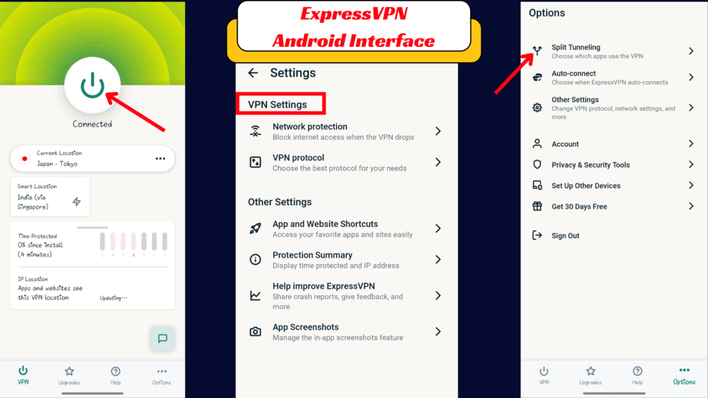 ExpressVPN Android Interface