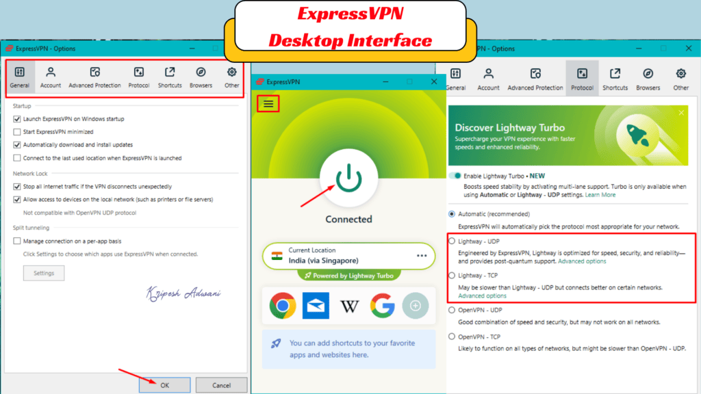 ExpressVPN Desktop Interface