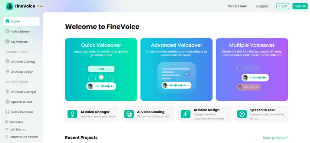 How to Change Your Voice With AI? Real Time Voice Changer 6 FineVoice homepage