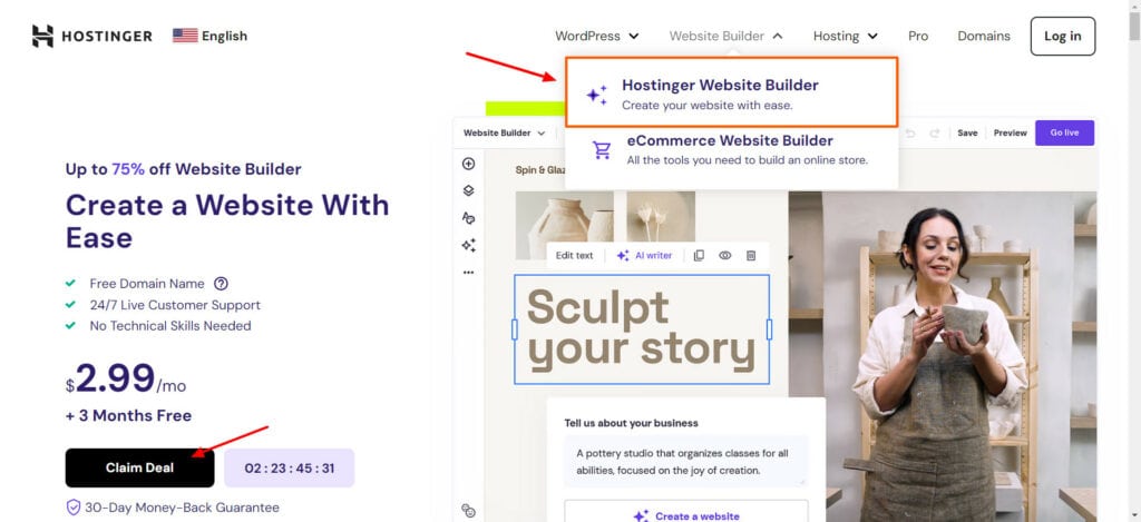 How to Create a Website Using AI? Build Websites 10x Faster 1 Build Website Using AI - Hostinger Website Builder