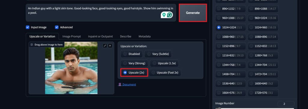 Image upscale settings - Fooocus Colab
