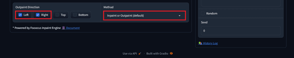 Outpaint Direction and Method - Fooocus Colab