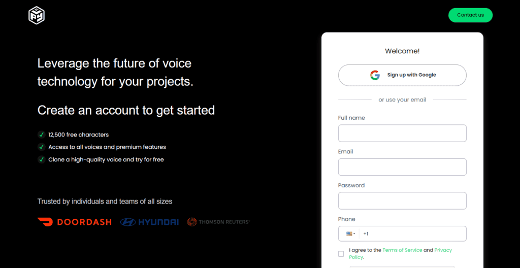 PlayHT - signup page