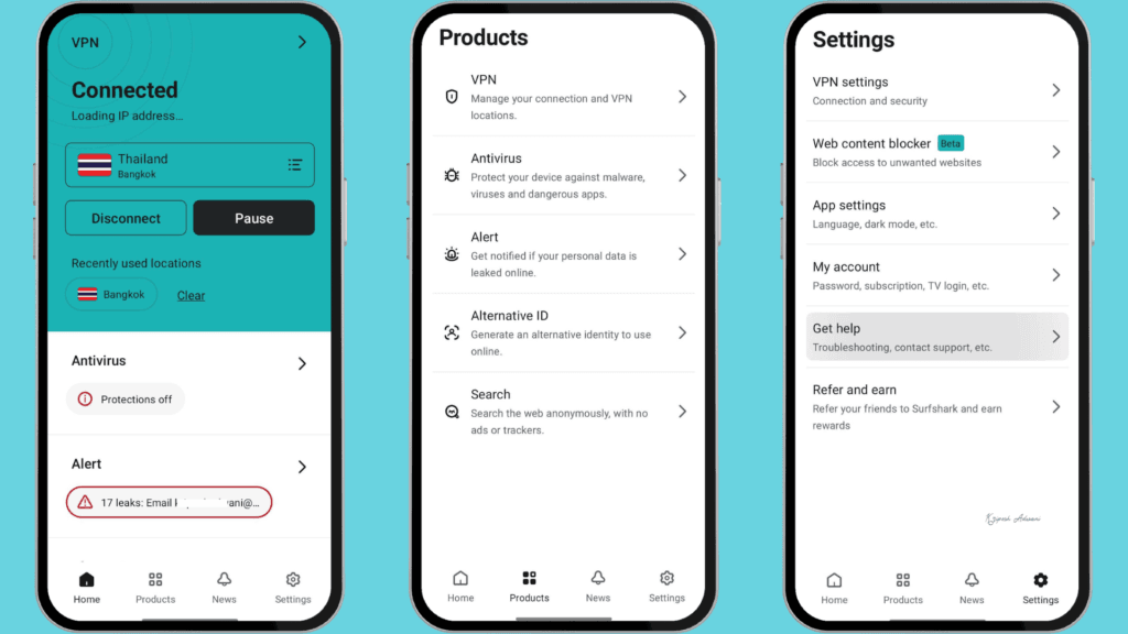 Surfshark Android interface
