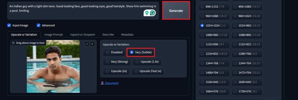 Upscale or variation settings - Fooocus Colab