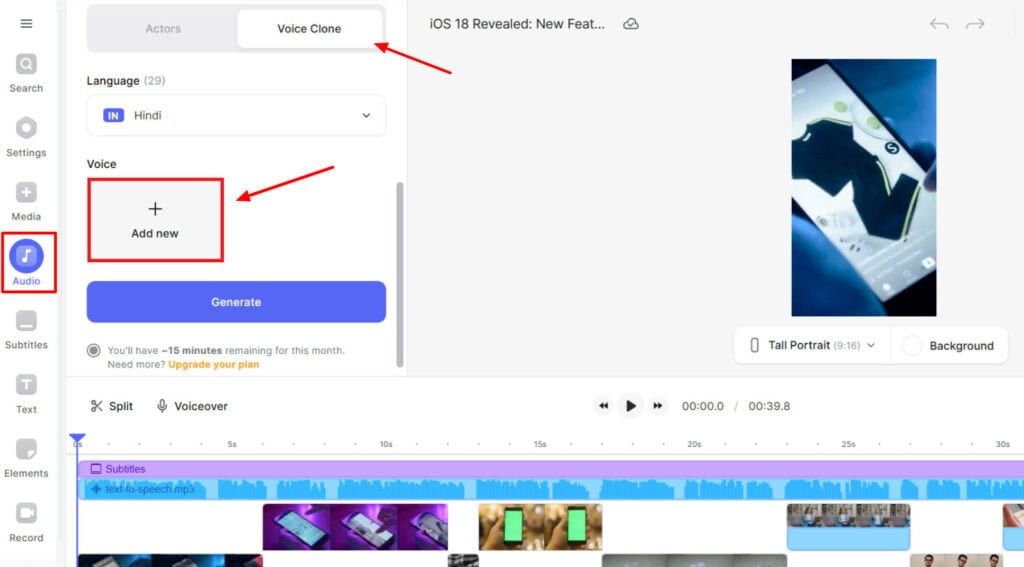 Veed - creating voice clone