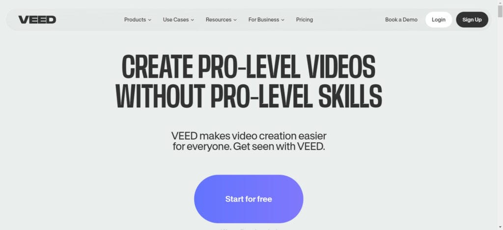 Veed.io homepage