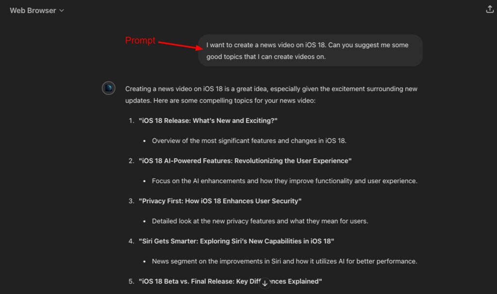 Web Browser GPT - News topic generation