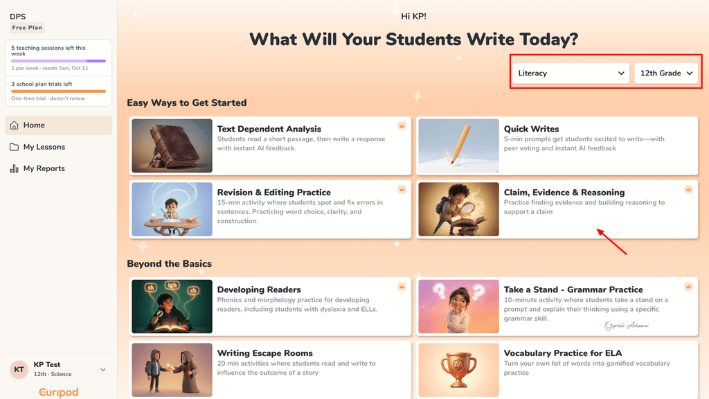 curipod-ai-tools-for-teachers-interface
