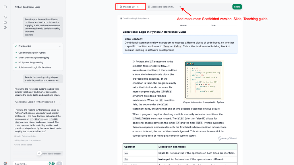 diffit-ai-tools-for-teachers-practice-set-generation
