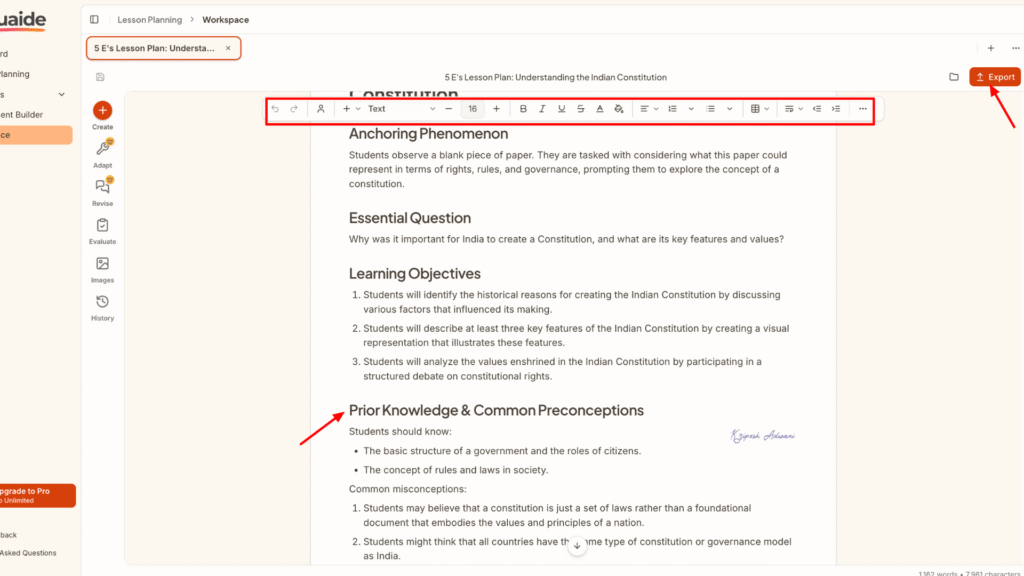 eduaide-ai-tools-for-teachers-lesson-5E-lesson-plan-output
