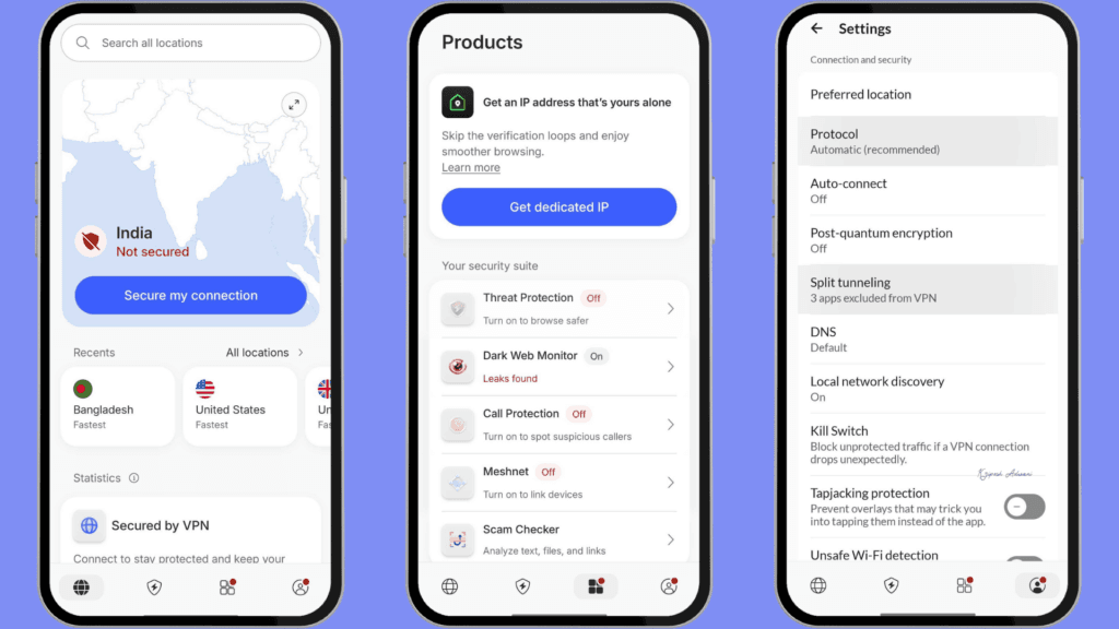 NordVPN Android interface
