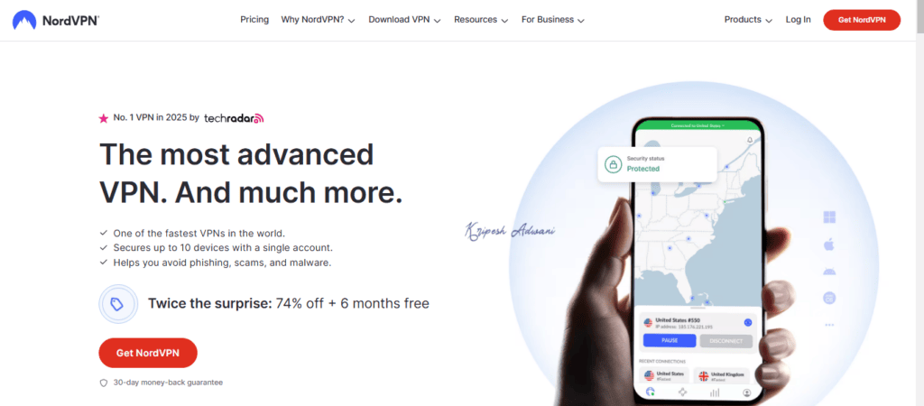 NordVPN homepage 1