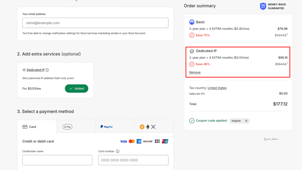 NordVPN…Dedicated IP Cost
